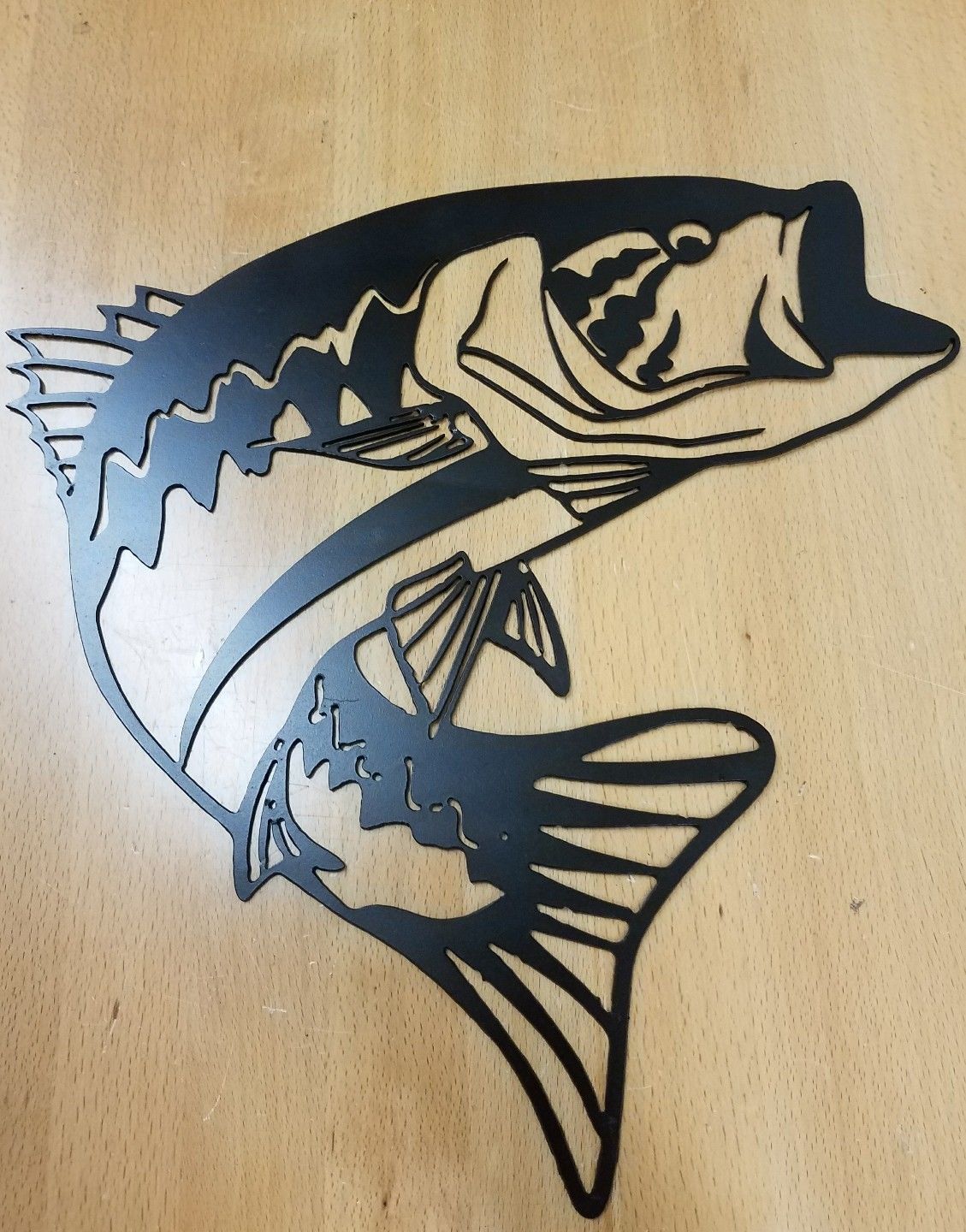 Bass metal wall art plasma cut decor fish fishing gift ...