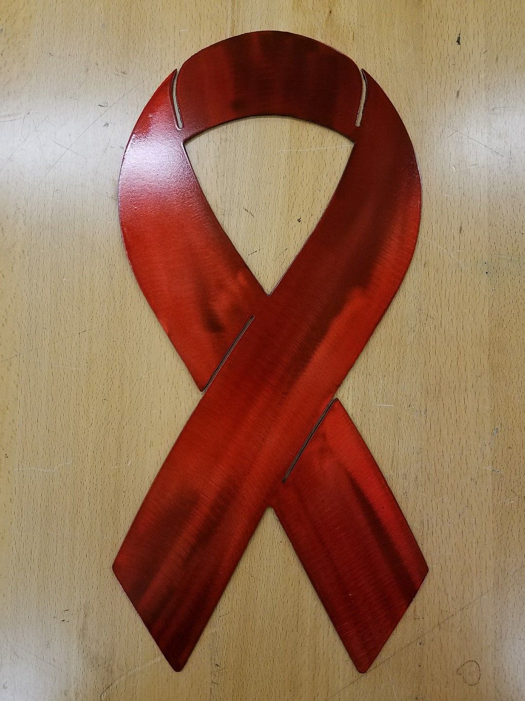 Red Ribbon  breast cancer metal wall  art plasma cut home 