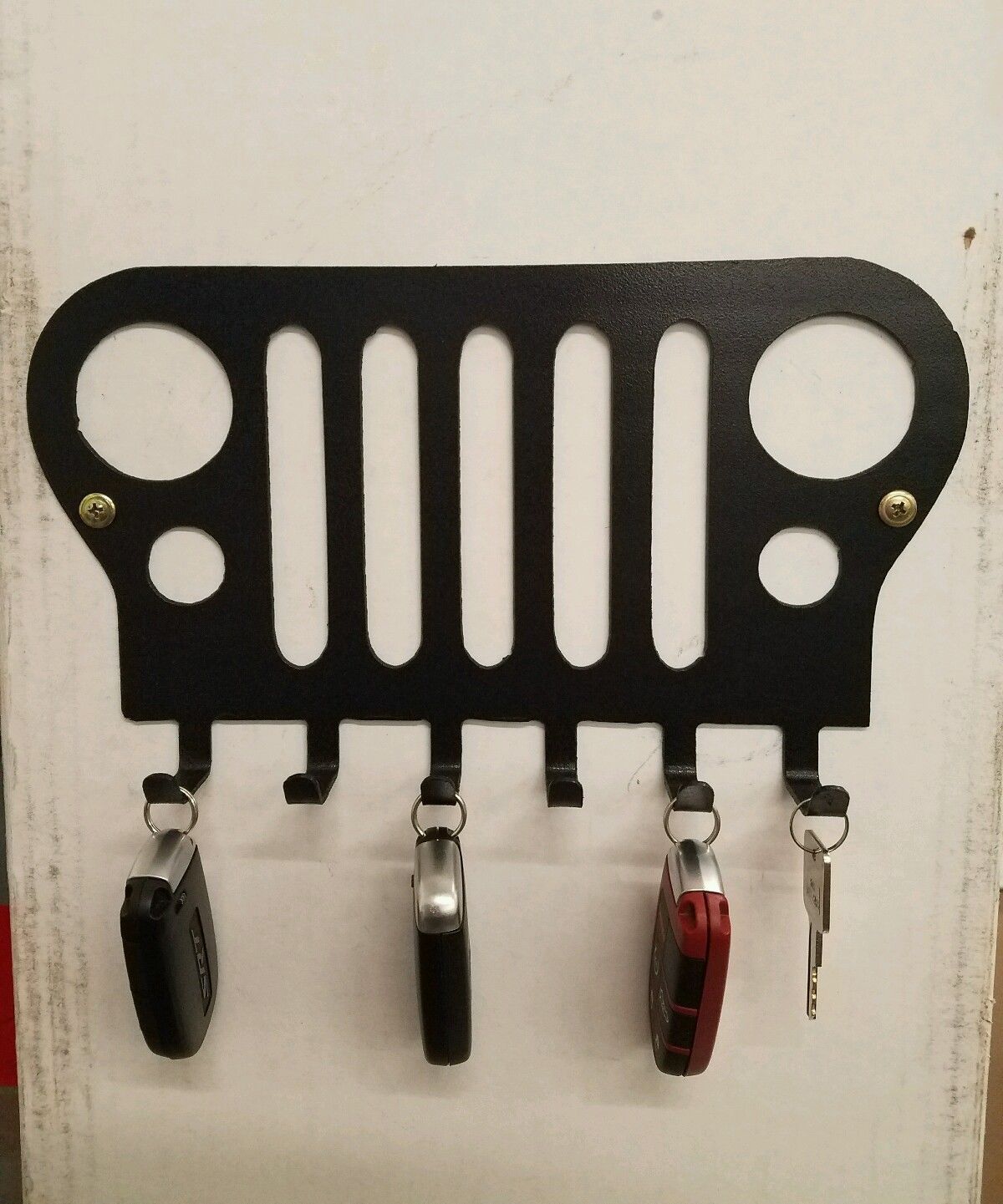 Jeep wrangler grill keychain holder metal art plasma cut fob gift