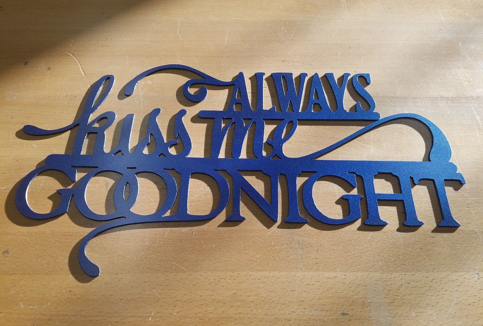 Kiss me Goodnight sign metal wall art plasma cut decor gift idea